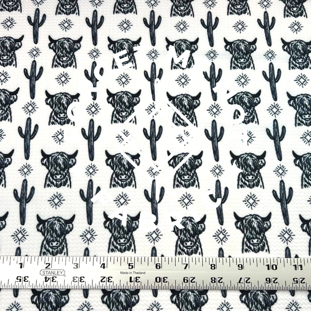 Only 7.16 usd for Black & White Highland Cow Fabric, Bullet Knit Fabric, Highland  Cow Cactus Fabric Online at the Shop